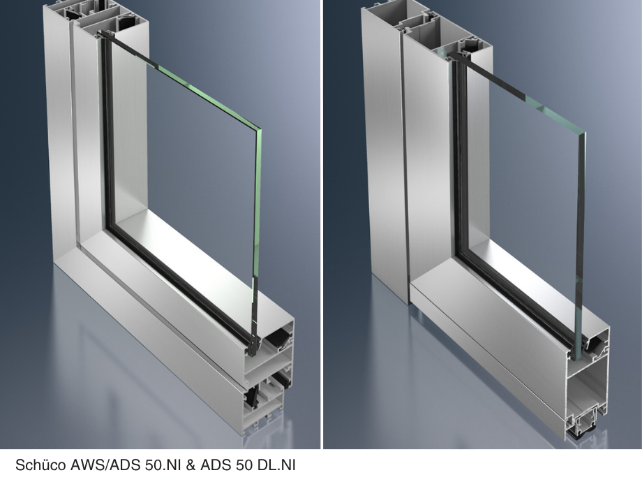 Porte aluminium Schüco ADS 50.NI fabriquée par GREMMEL en Alsace, usage intérieur et tertiaire