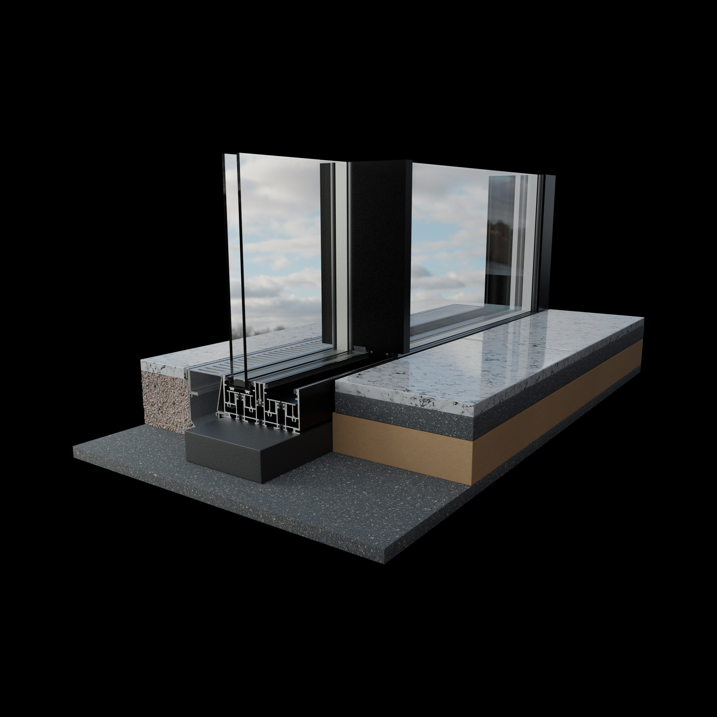 Pose sur verre cellulaire d'une menuiserie minimaliste Weeeze