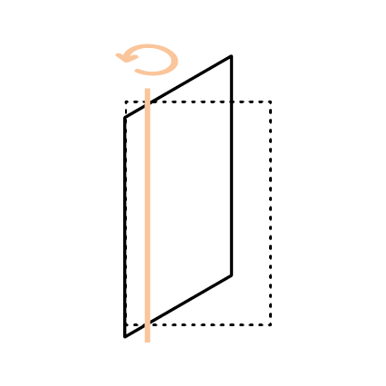 Porte pivot vitrée minimaliste — schéma d'ouverture